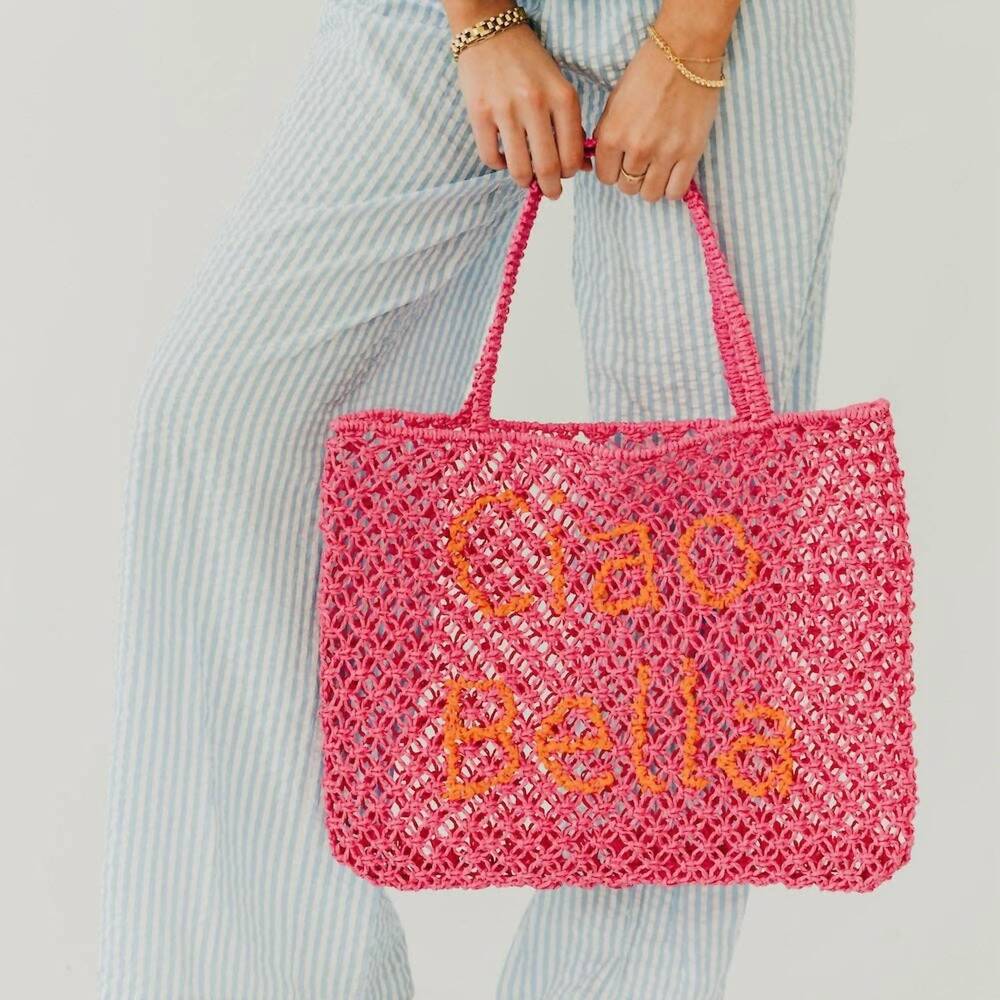 NEW PRETTY SIMPLE women's sandbar carryall summer tote bag in red